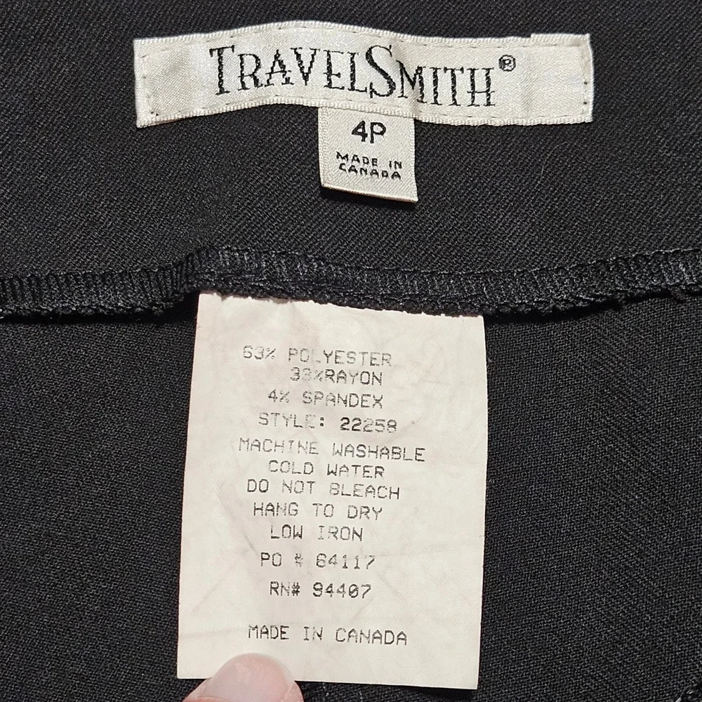 TravelSmith Pants Womens PETITE Sz 4P Wide-Leg Side Zip Minimalist Career Black
